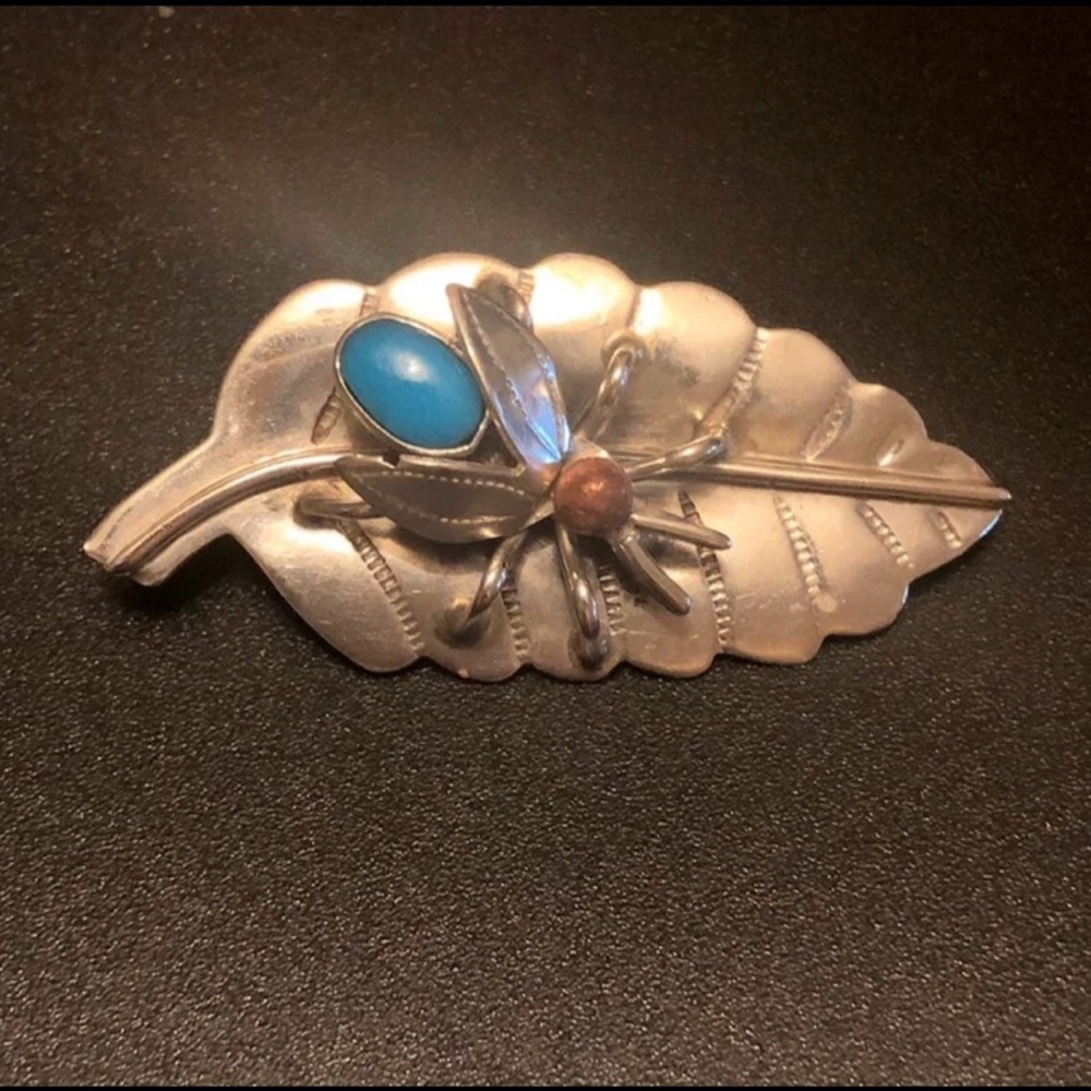 Sterling Silver Turquoise Brooch
